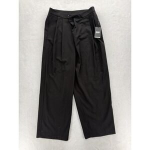 DKNY Wide Leg Dress Pants Womens 10 Black Pleated Stretch Career Officewear NWT